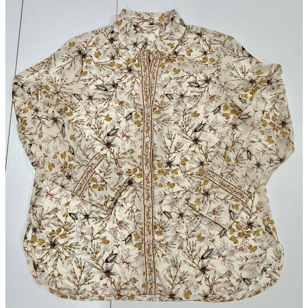 Max Studio Floral Long Sleeve Button Up Blouse Size Large (030)